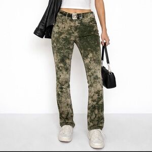 H&M MID RISE SKINNY JEANS OLIVE GREEN BEIGE CAMO SZ 12 NWT